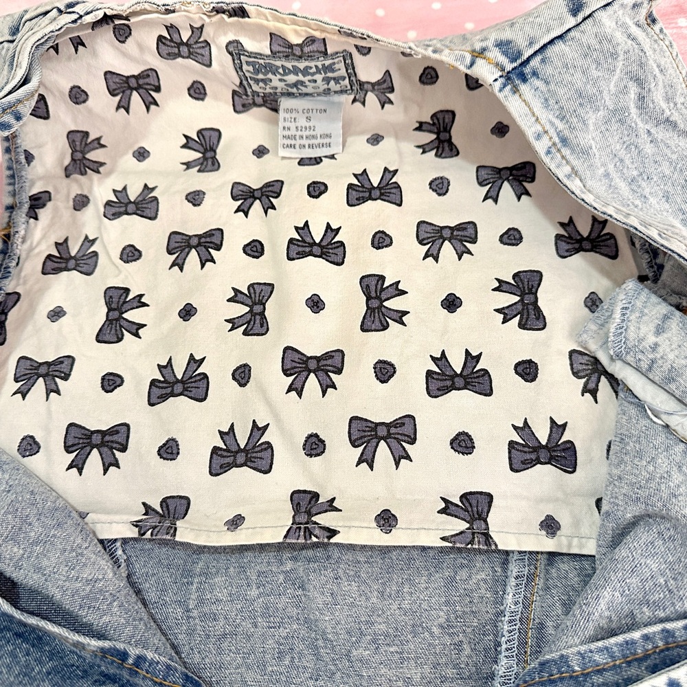 VTG 80s 90s Jordache Denim Vest with Bows - Picture 10 of 16
